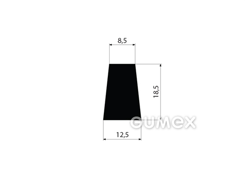 Pryžový profil tvaru "lichoběžník", 18,5x12,5/8,5mm, 70°ShA, EPDM, -40°C/+100°C, černý